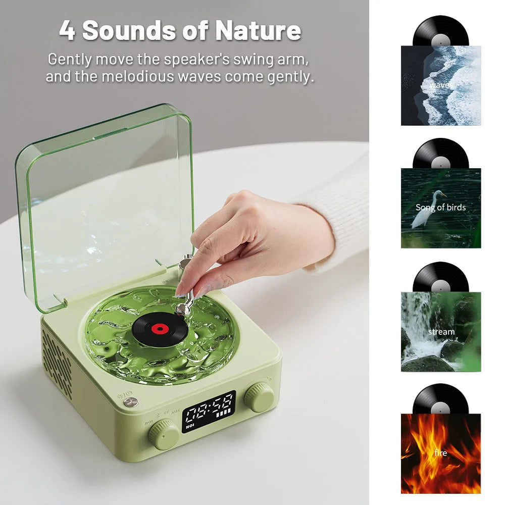 Retro Turntable Speaker Wireless Bluetooth-compatible 5.0 Vinyl Record Player Stereo Sound With White Noise RGB Projection Lamp Effect - FocusFlow360