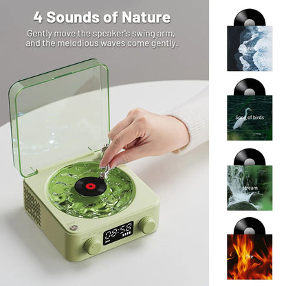 Retro Turntable Speaker Wireless Bluetooth-compatible 5.0 Vinyl Record Player Stereo Sound With White Noise RGB Projection Lamp Effect - FocusFlow360