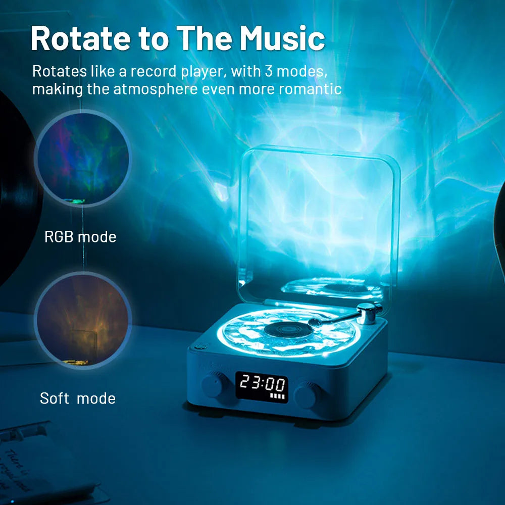 Retro Turntable Speaker Wireless Bluetooth-compatible 5.0 Vinyl Record Player Stereo Sound With White Noise RGB Projection Lamp Effect - FocusFlow360