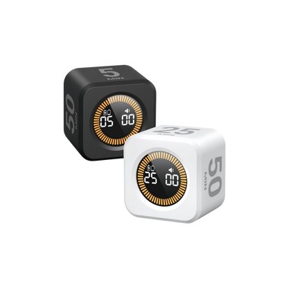 Square Gravity Cube Timer | Dual Display Visual Anchor - FocusFlow360