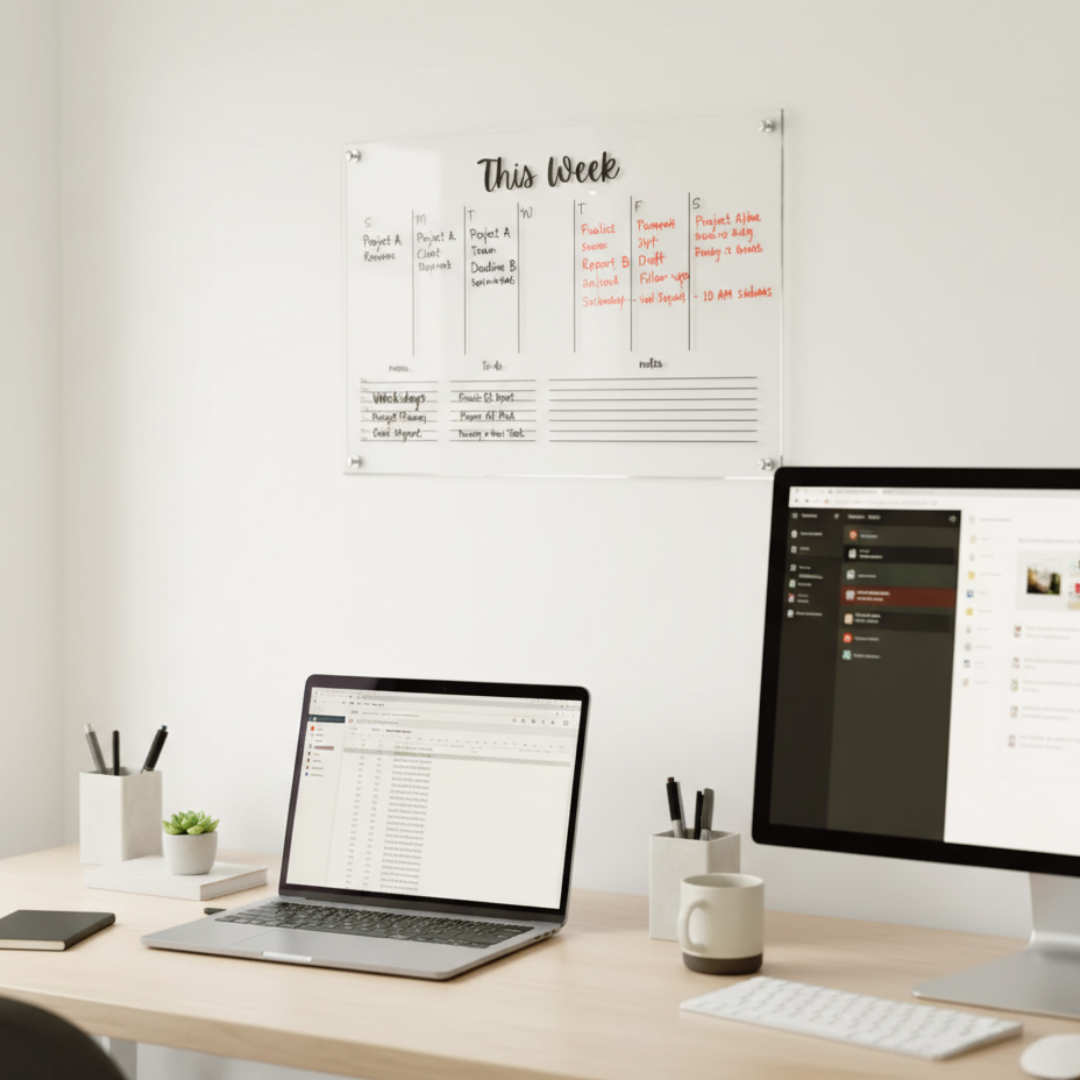 The Horizon Anchor | Acrylic Wall-Mounted Modular Planner - FocusFlow360