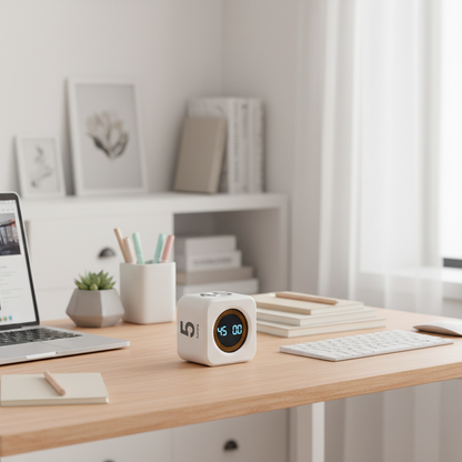 Square Gravity Cube Timer | Dual Display Visual Anchor - FocusFlow360