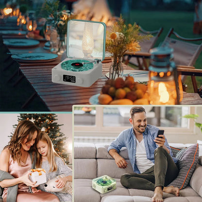 Retro Turntable Speaker Wireless Bluetooth-compatible 5.0 Vinyl Record Player Stereo Sound With White Noise RGB Projection Lamp Effect - FocusFlow360